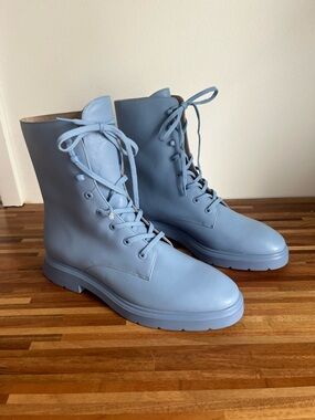Stuart Weitzman Women’s Lace-Up Ankle Boot in Light Blue
